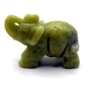 Miniature Green Citrine Crystal Elephant Carving 1.5”